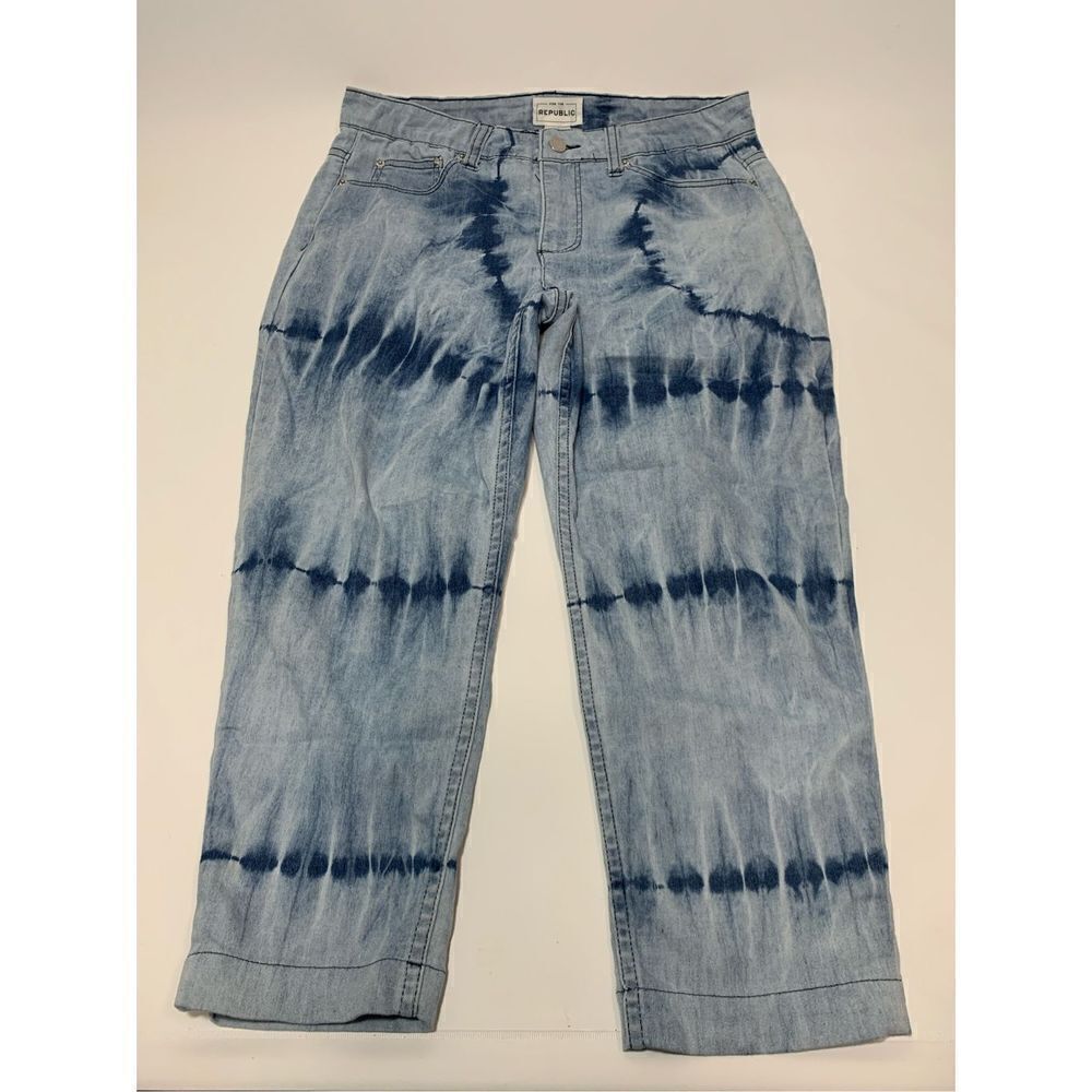 For The Republic Women's Five Pocket Ti Dye Straight Jeans Blue Size 6